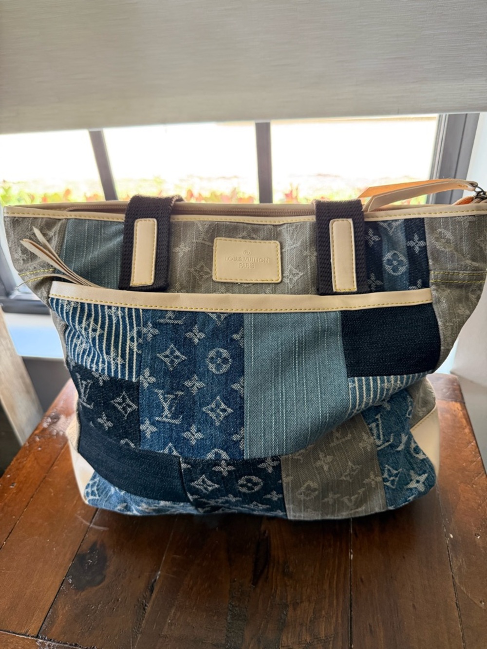 Louis Vuitton Denim Patchwork Tote in Blue and Gray
COPY
